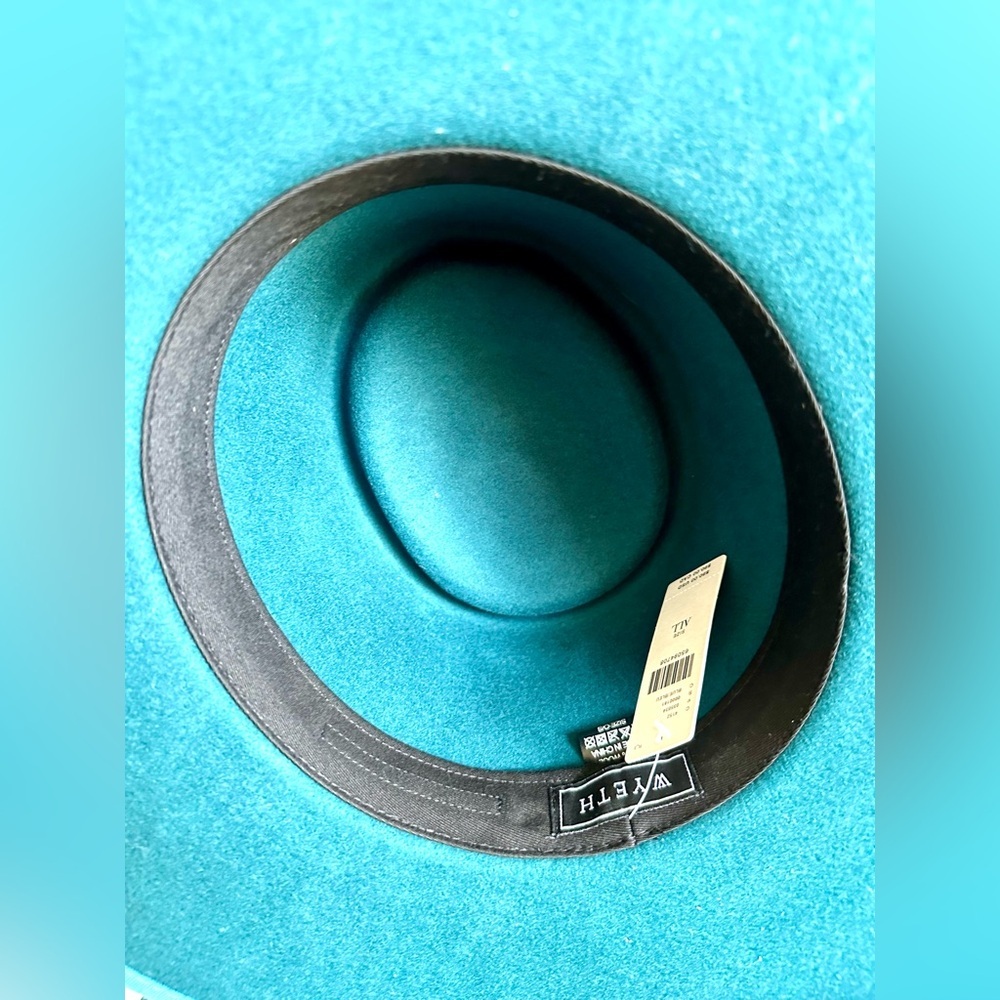 ‼️RARE‼️🎸WYETH🎸🔥NWT🔥Teal Wide Brim Hat with Black Band - Picture 13 of 16